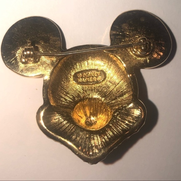 VTG Disney x Napier Mickey Mouse Gold Tone Rhinestone Enamel Brooch 1.6” x 1.3” - Picture 3 of 4